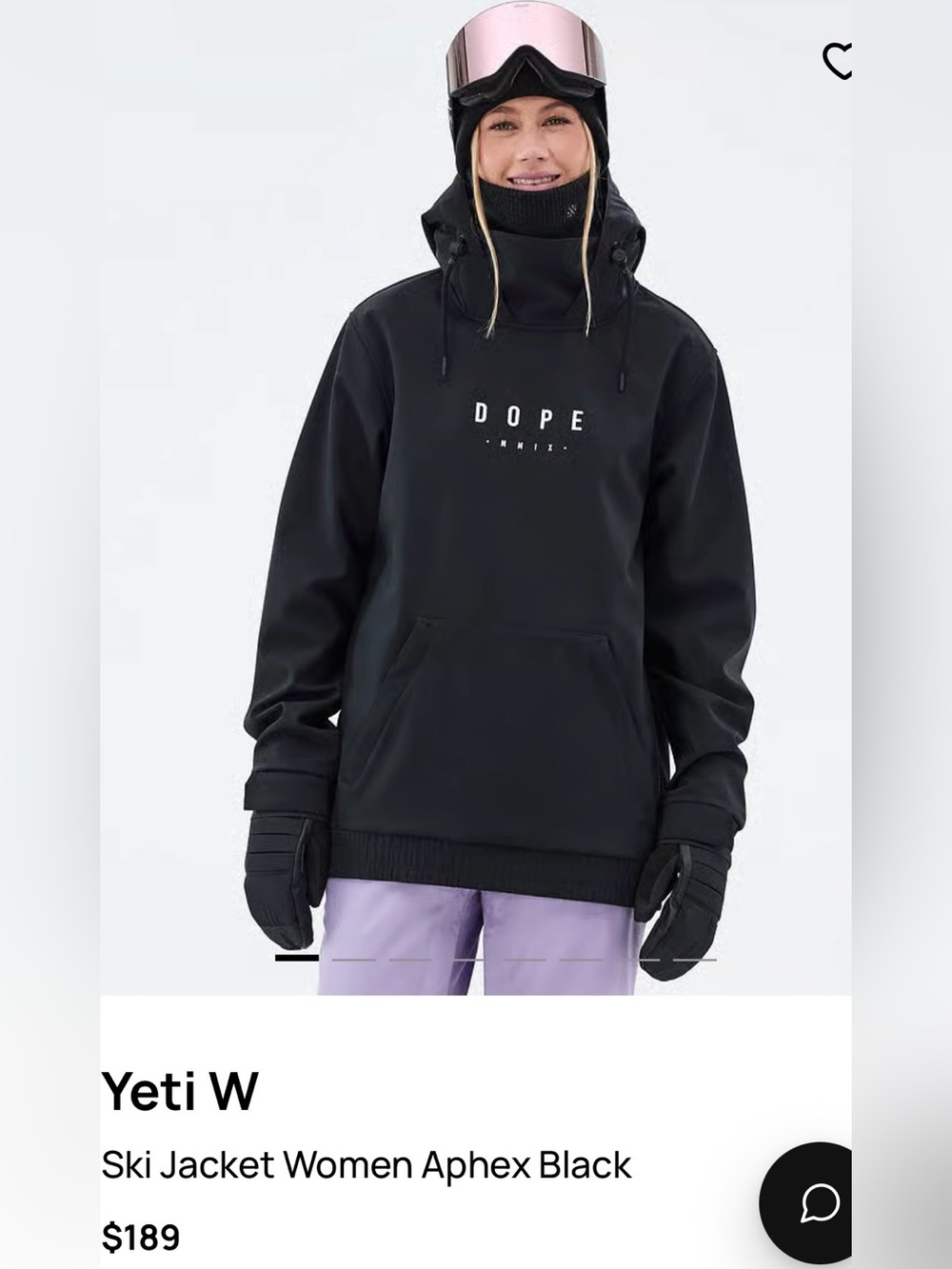 DOPE Black Women's Ski Pullover Jacket